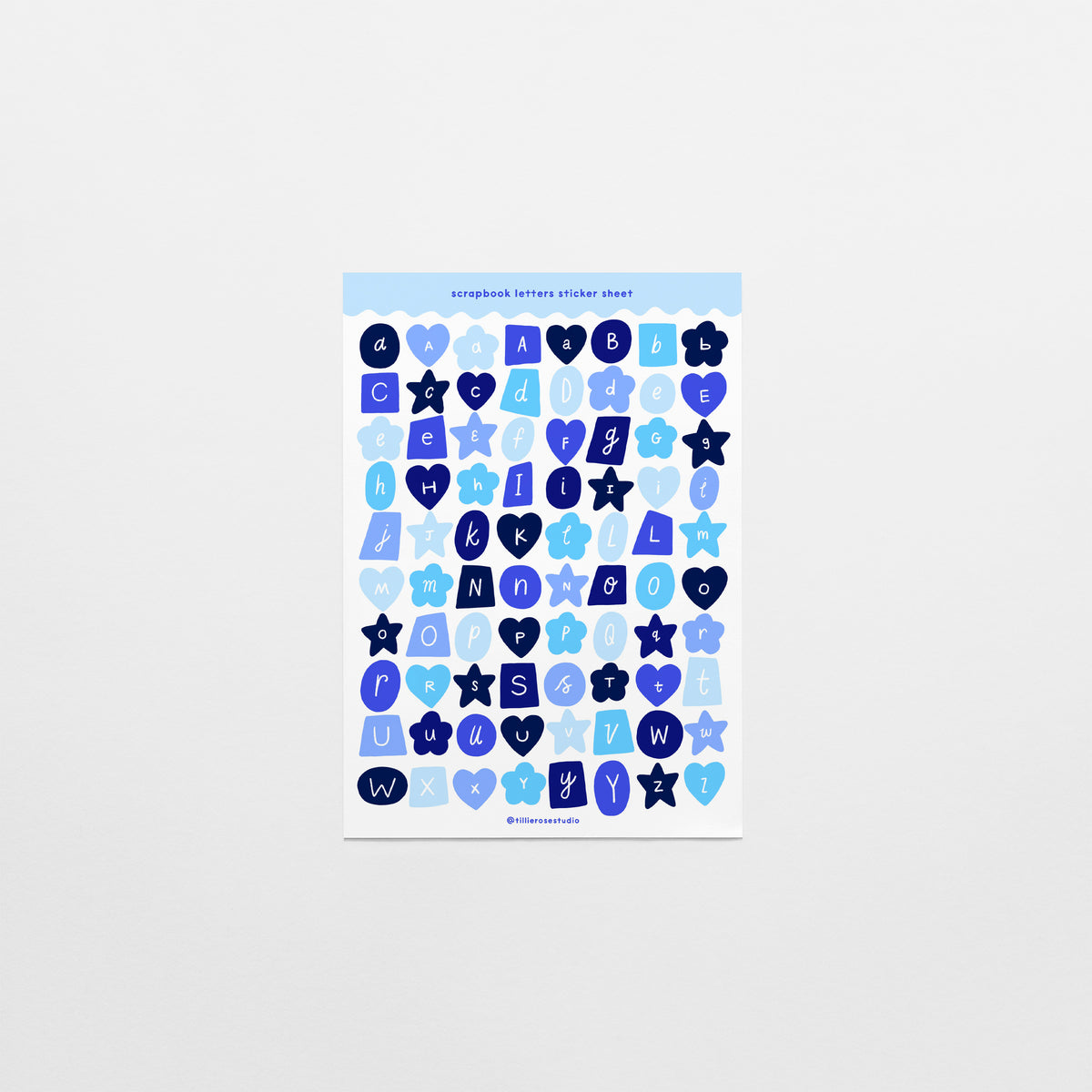 Blue Scrapbook Letters Sticker Sheet