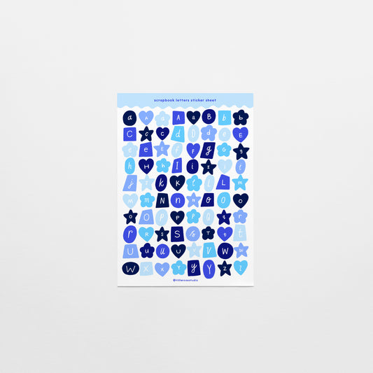 Blue Scrapbook Letters Sticker Sheet