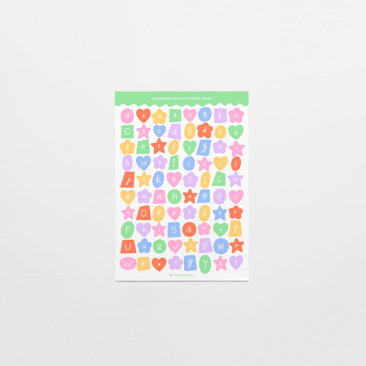 Bright Multicolour Scrapbook Letters Sticker Sheet