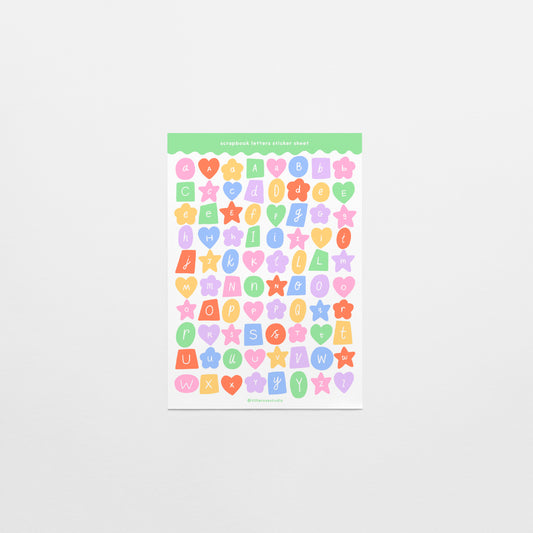 Bright Multicolour Scrapbook Letters Sticker Sheet