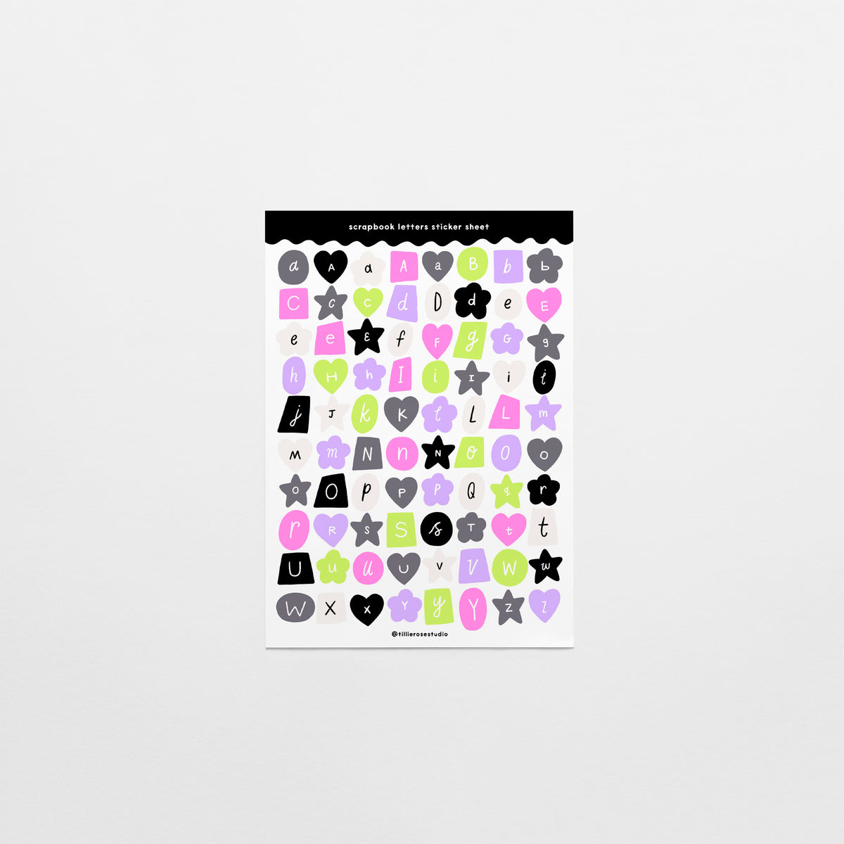 Emo Scrapbook Letters Sticker Sheet