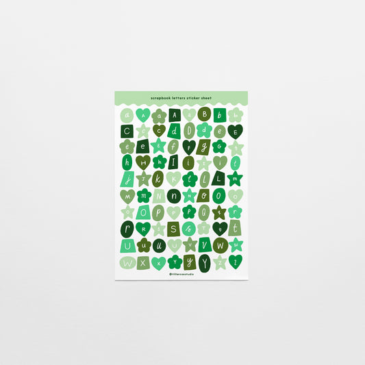 Green Scrapbook Letters Sticker Sheet