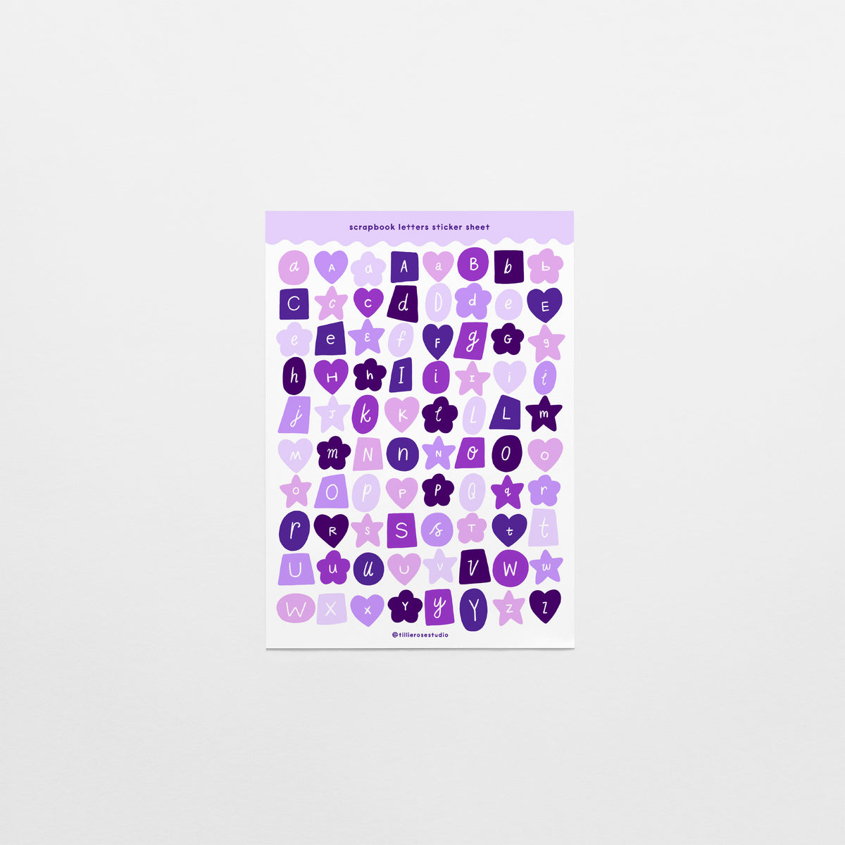 Purple Scrapbook Letters Sticker Sheet