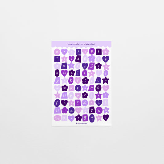 Purple Scrapbook Letters Sticker Sheet