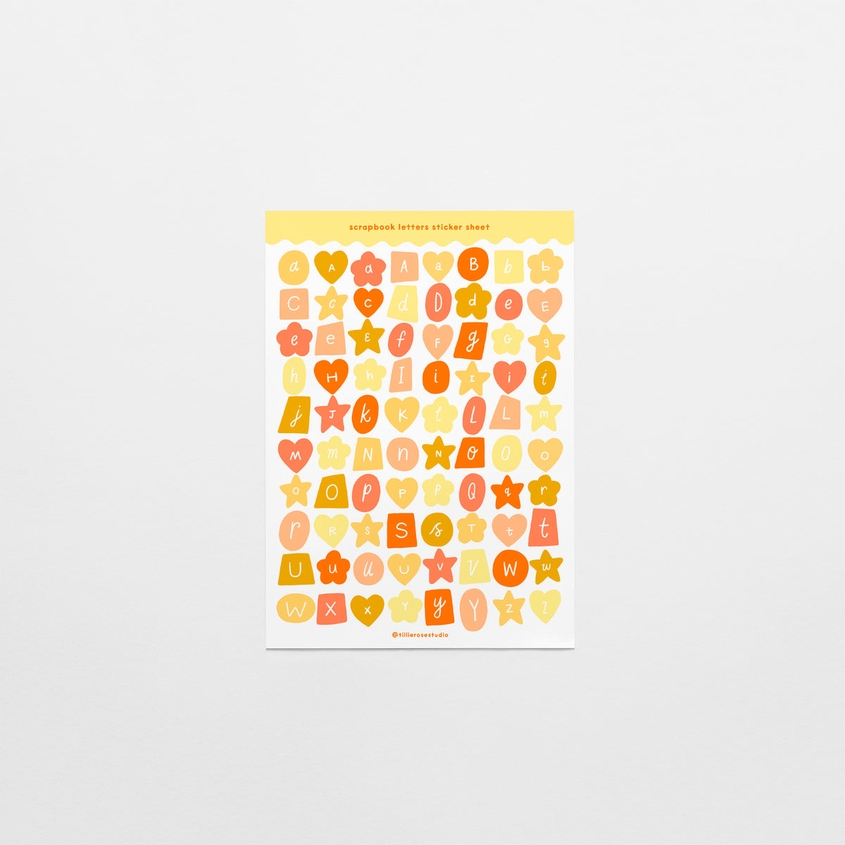 Yellow Scrapbook Letters Sticker Sheet