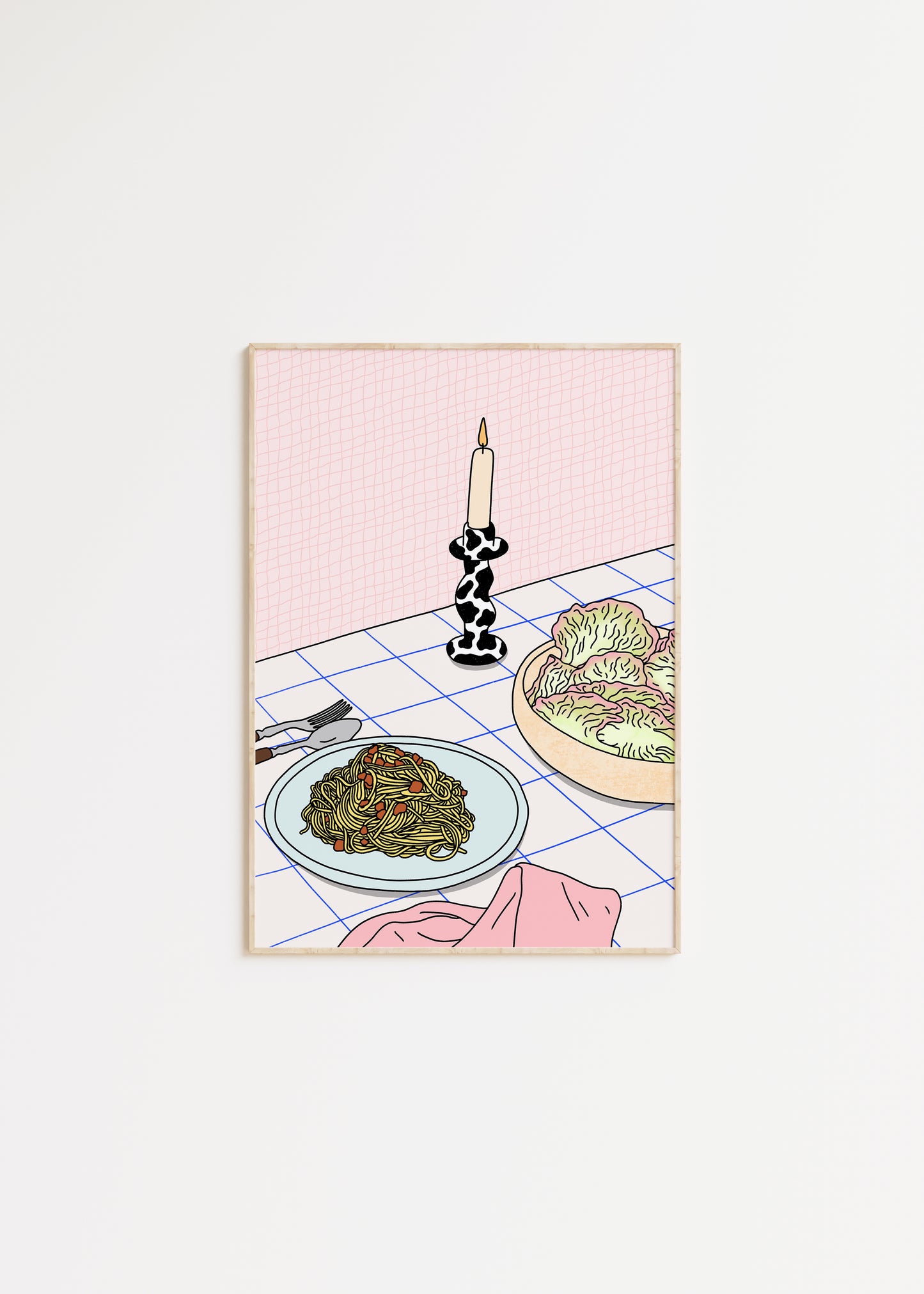 Spaghetti Dinner Illustrated Print