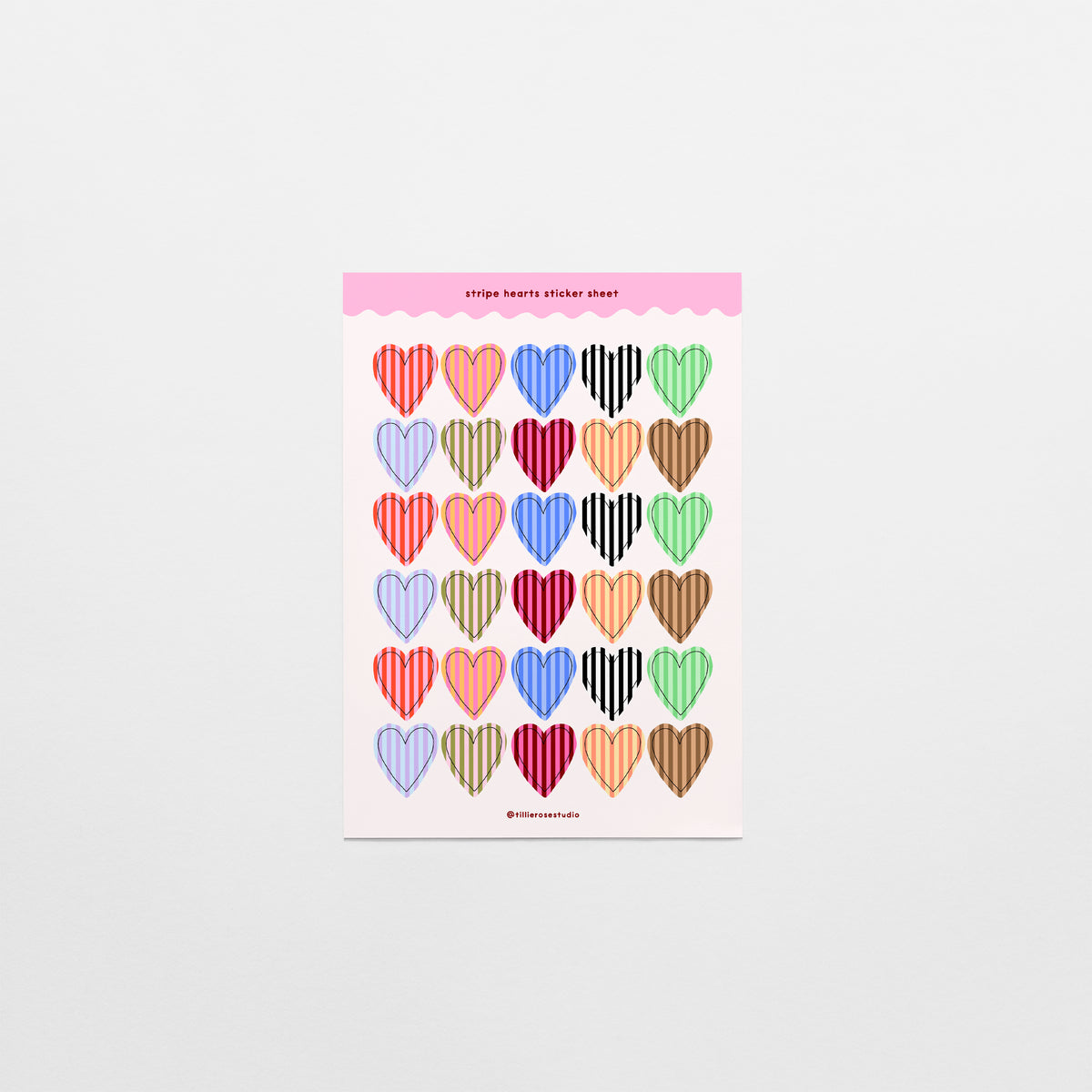 Stripe Hearts Sticker Sheet