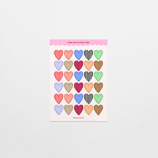 Stripe Hearts Sticker Sheet