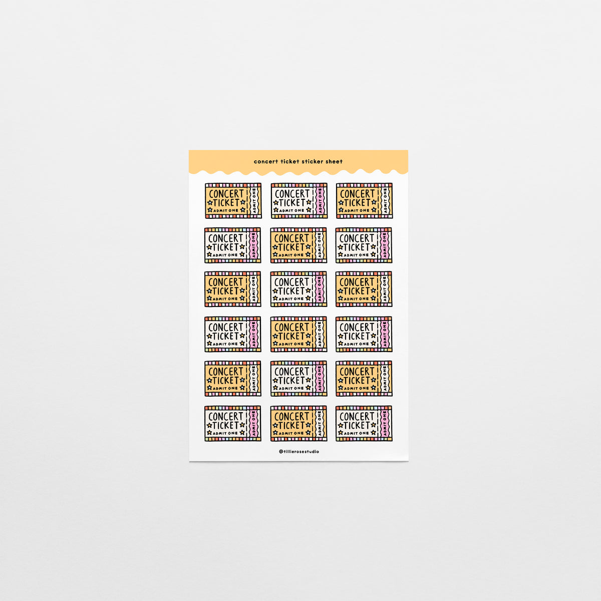Concert Ticket Sticker Sheets