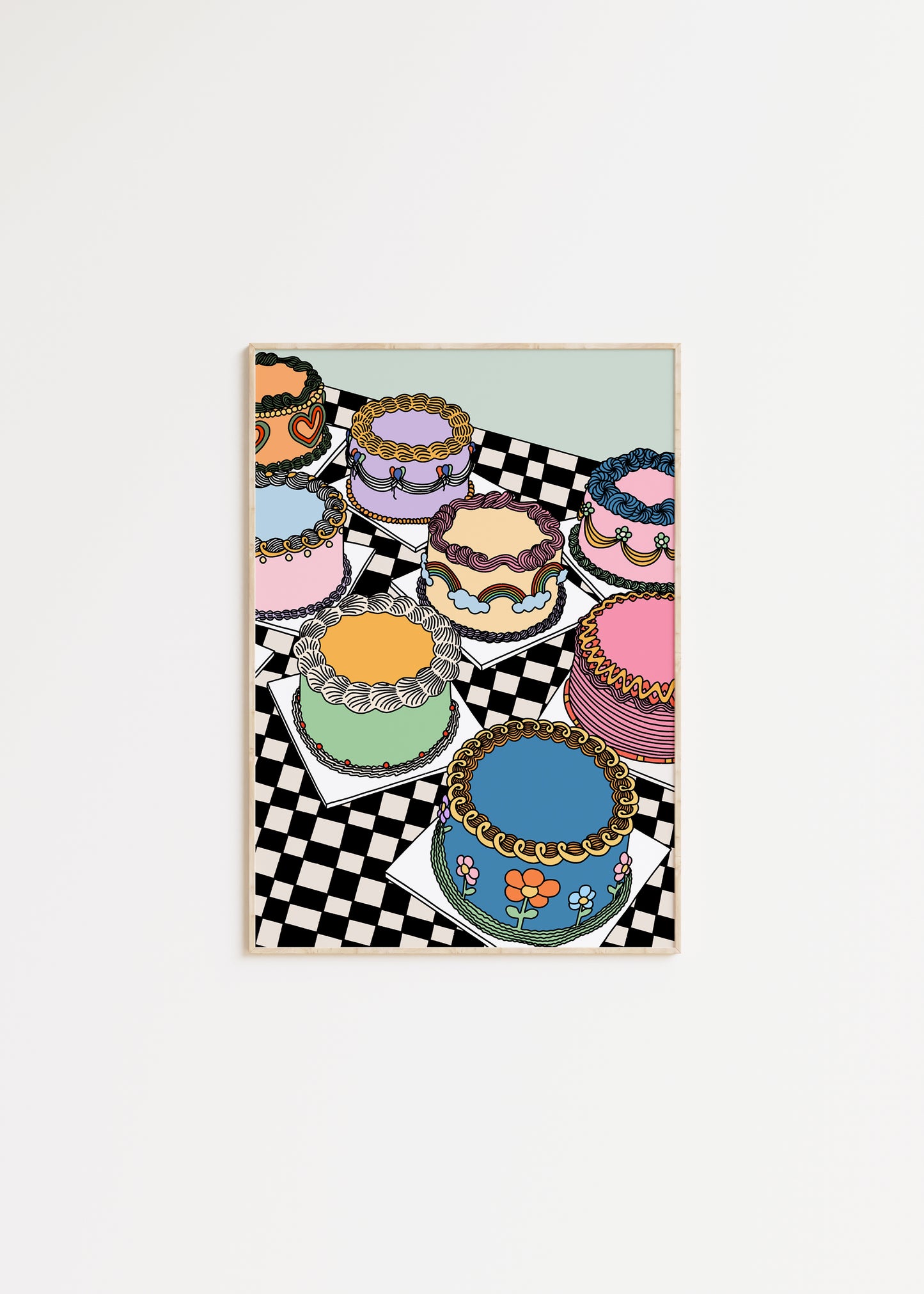 Table of Cakes Illustrated Print