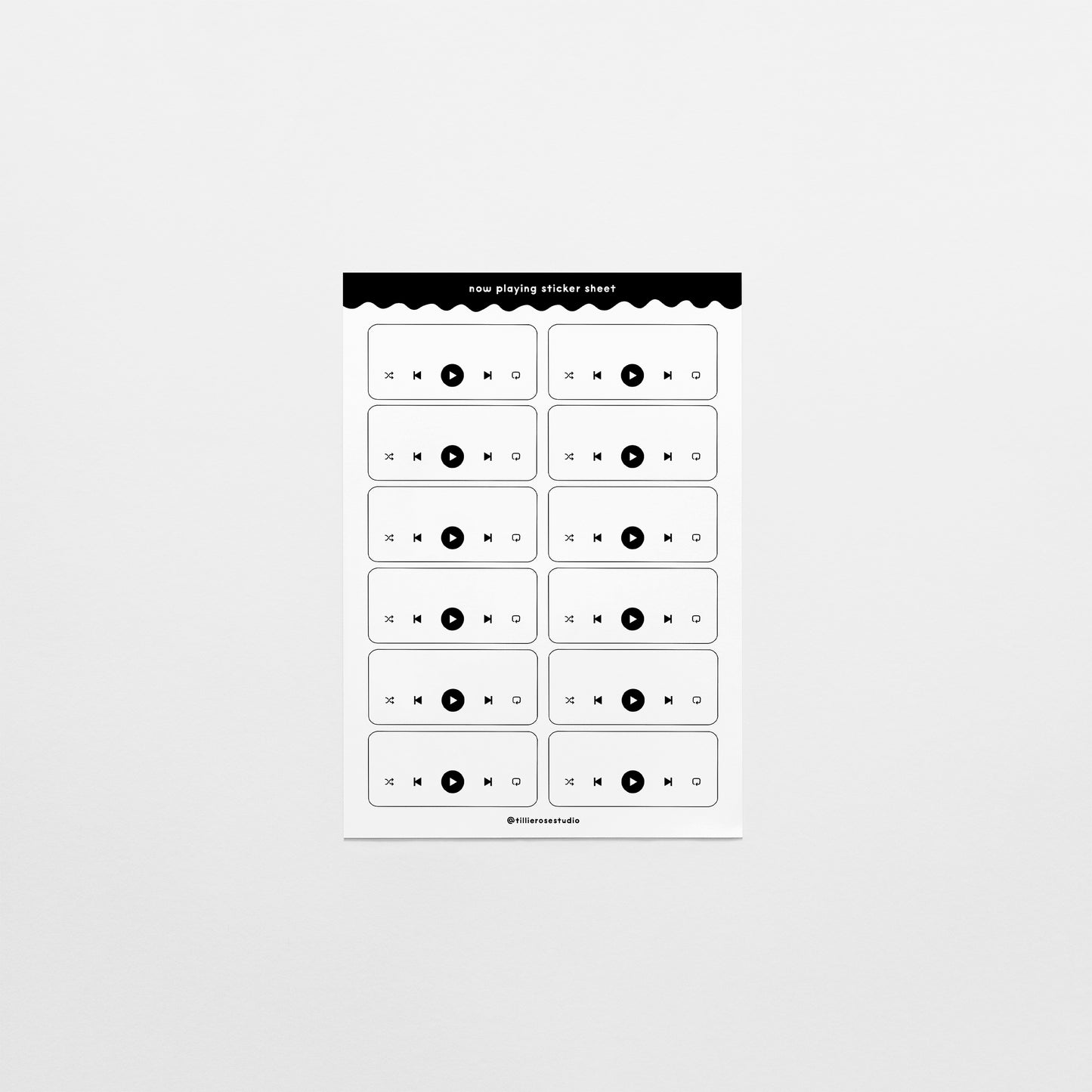 White Now Playing Sticker Sheet