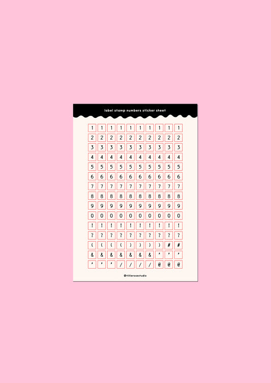 Off White Label Stamp Numbers & Punctuation Sticker Sheet
