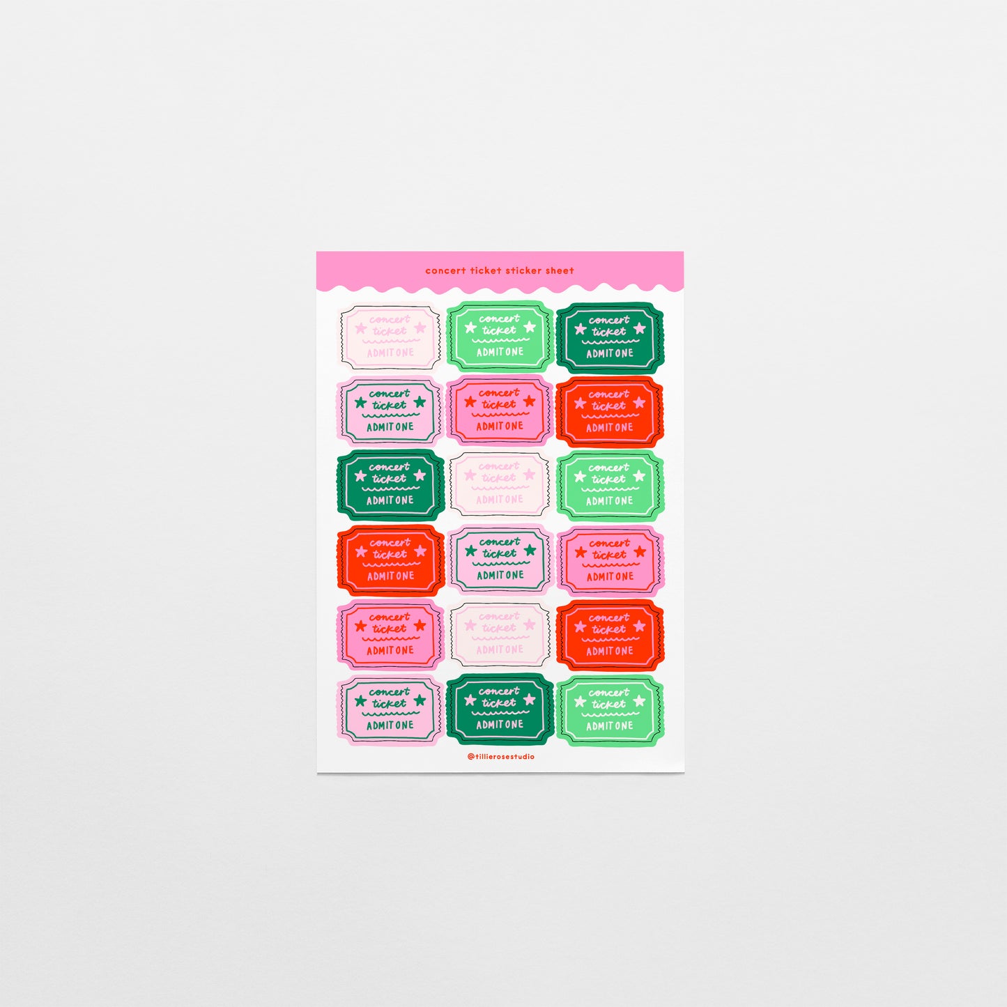 Winter Concert Ticket Sticker Sheet