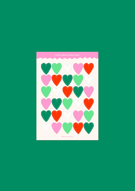 Winter Hearts Sticker Sheet
