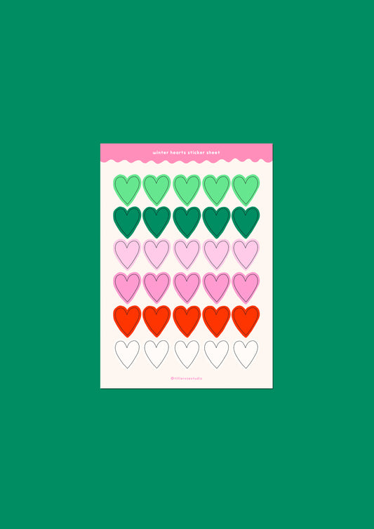 Winter Hearts Sticker Sheet