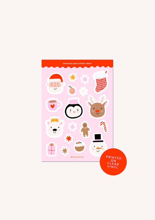 Christmas Pals Clear Vinyl Sticker Sheet