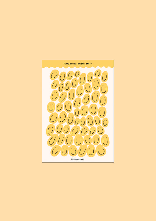 Yellow Groovy Smiles Sticker Sheet
