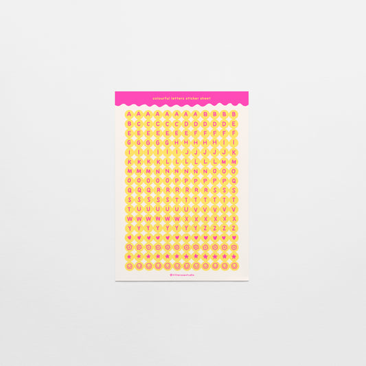 Yellow and Pink Letter Bead Sticker Sheet