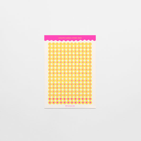 Yellow and Pink Number Bead Sticker Sheet
