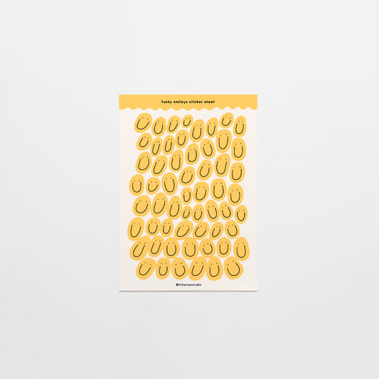 Yellow Groovy Smiles Sticker Sheet