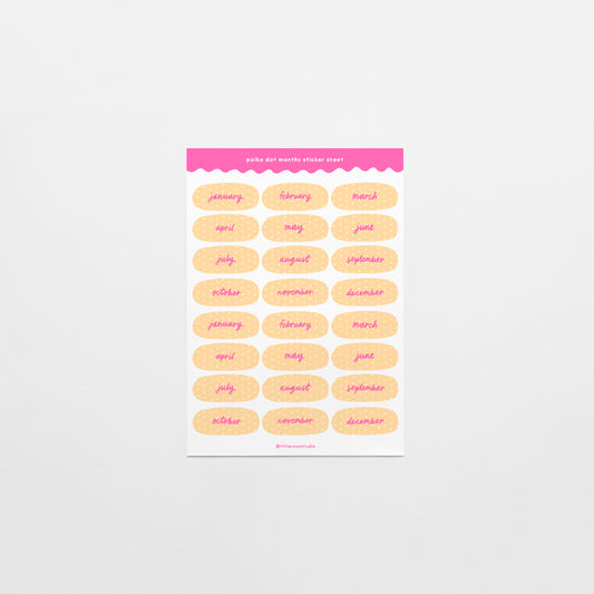 Yellow and Pink Polka Dot Months Sticker Sheet