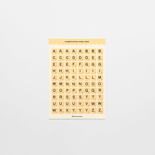 Yellow Scrabble Letters Sticker Sheet