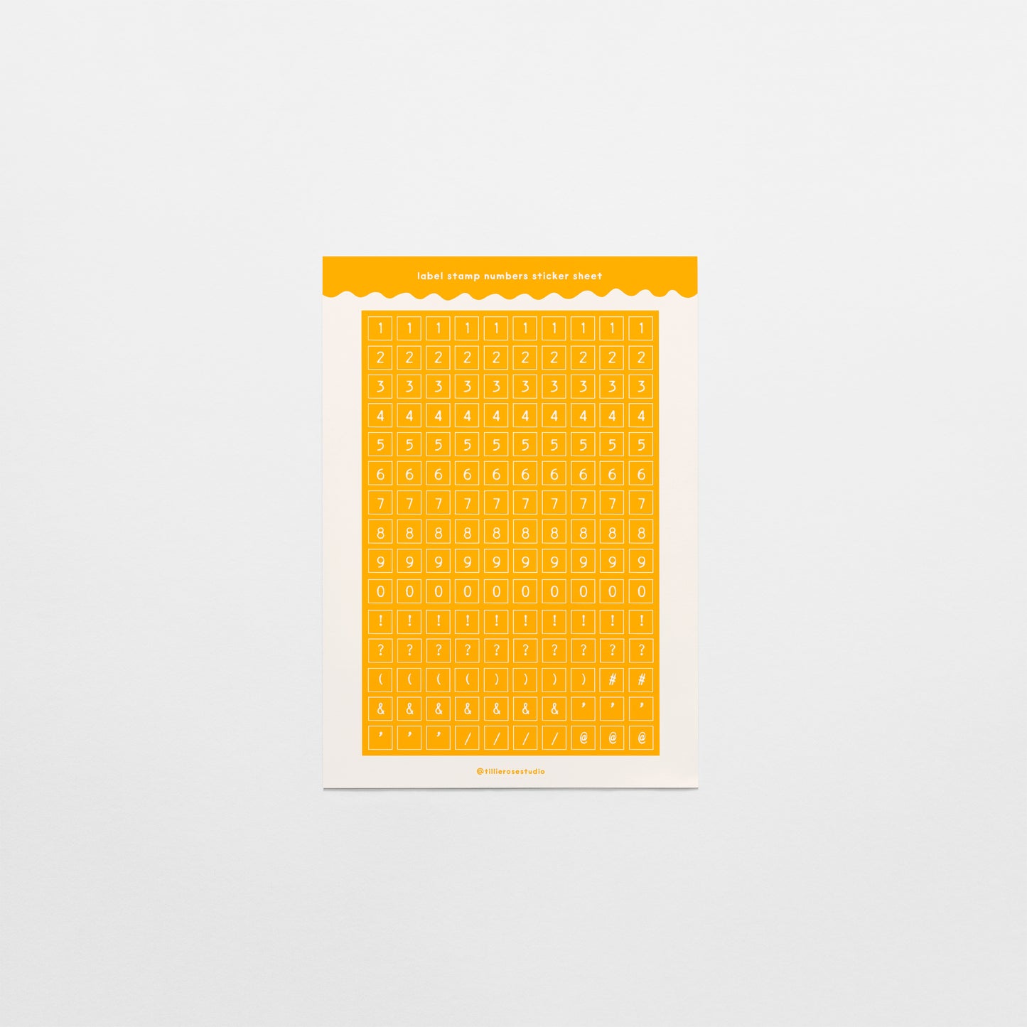 Yellow Label Stamp Number & Punctuation Sticker Sheet