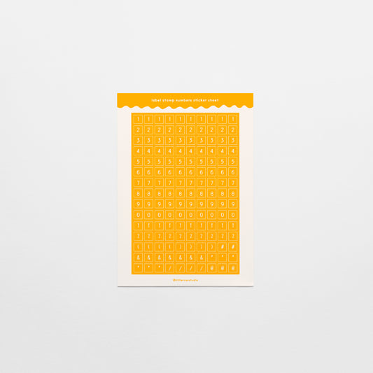 Yellow Label Stamp Number & Punctuation Sticker Sheet