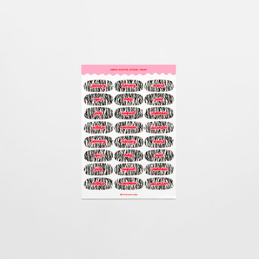 Zebra Months Sticker Sheet