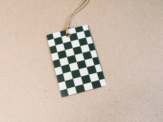 Green Checkerboard Pattern Gift Tag Pack
