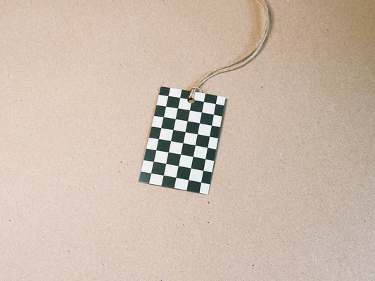 Green Checkerboard Pattern Gift Tag Pack