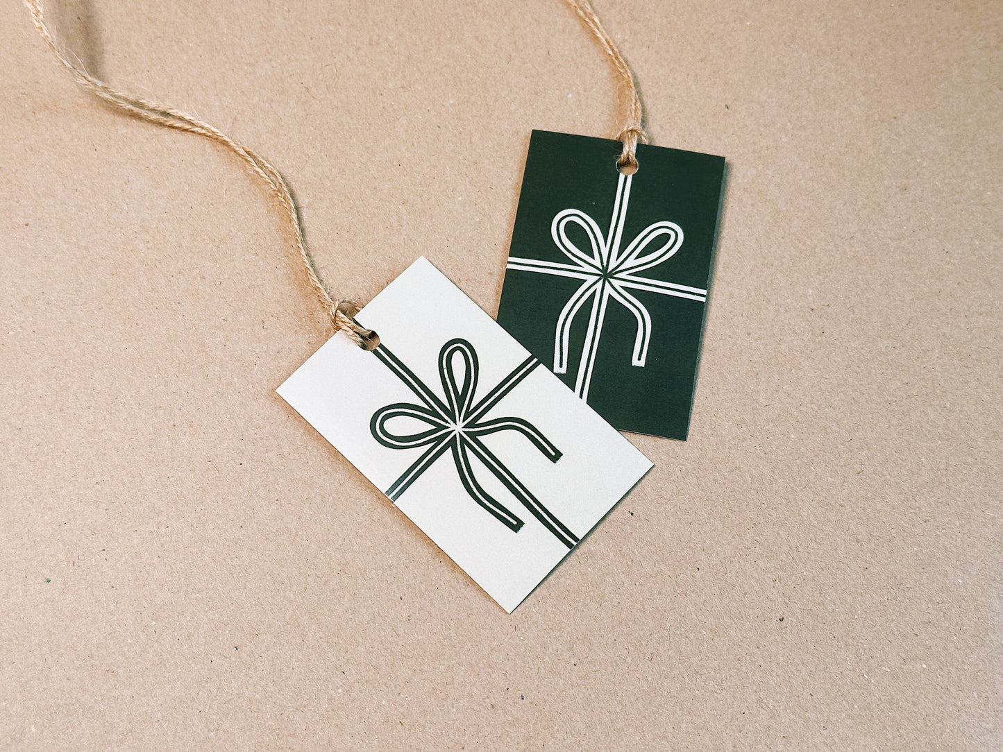 Dark Green with Light Green Bow Gift Tag Pack