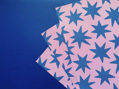 Pink and Blue Stars Wrapping Paper