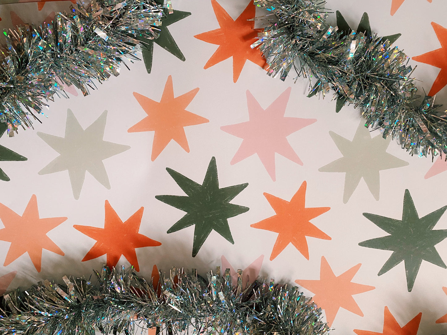 Winter Colours Illustrated Stars Wrapping Paper