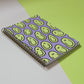 Purple and Lime Green Funky Smiley Faces A5 Spiral Bound Notebook