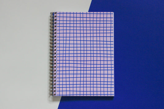 Pink and Blue Checkered A5 Spiral Bound Notebook