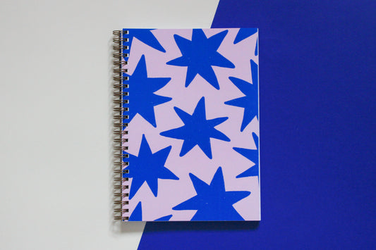 Pink and Blue Stars A5 Spiral Bound Notebook