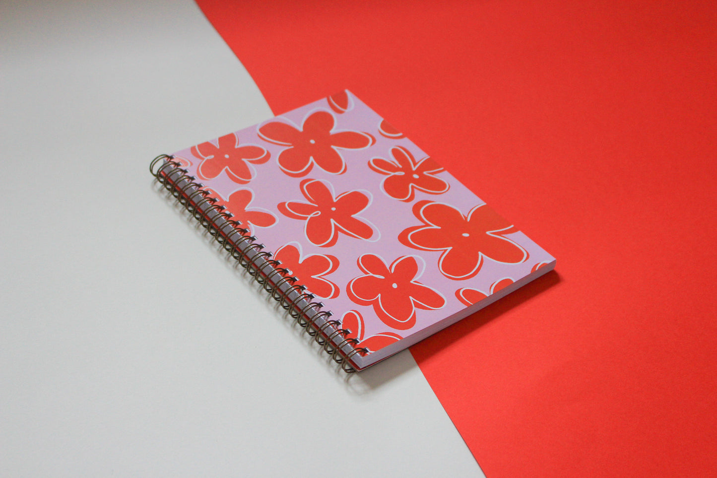Pink and Red Floral A5 Spiral Bound Notebook