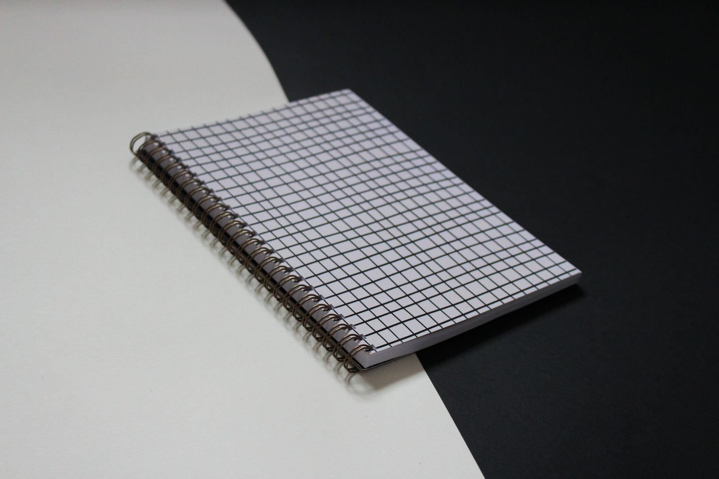 Black and White Grid A5 Spiral Bound Notebook