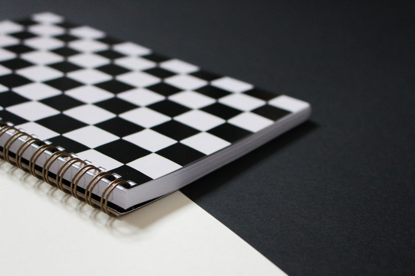 Black and White Checkerboard A5 Spiral Bound Notebook