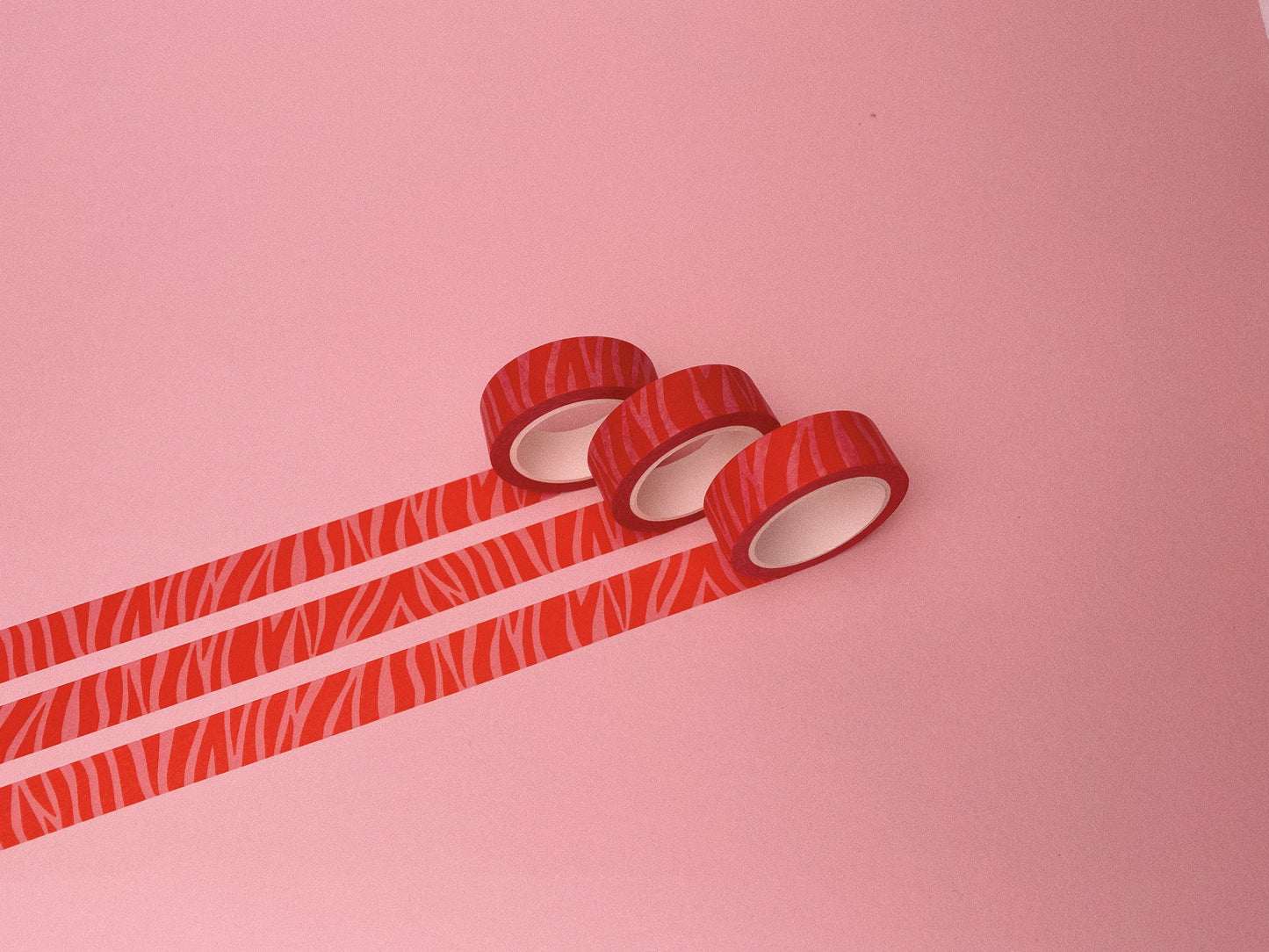 Pink and Red Zebra Stripes Washi Tape