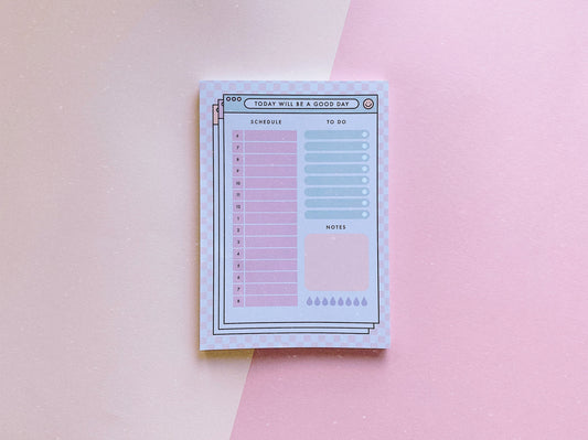 Today Will Be a Good Day A5 Notepad | Checkerboard Deskpad | Pastel Aesthetic Daily Planner | Organisation