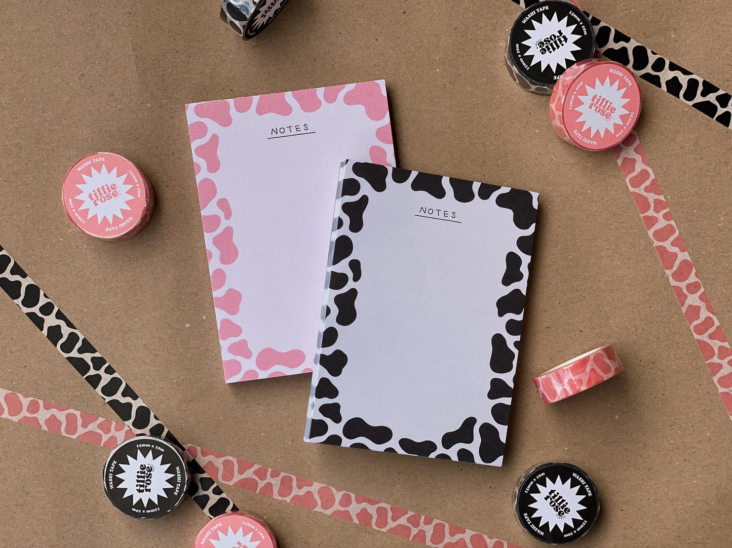 Cow Print A6 Notepads | Strawberry Cow | Black Cow | Organisation Deskpad | Aesthetic Planner