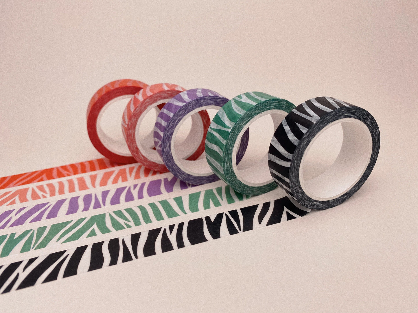 Green and White Zebra Stripes Washi Tape