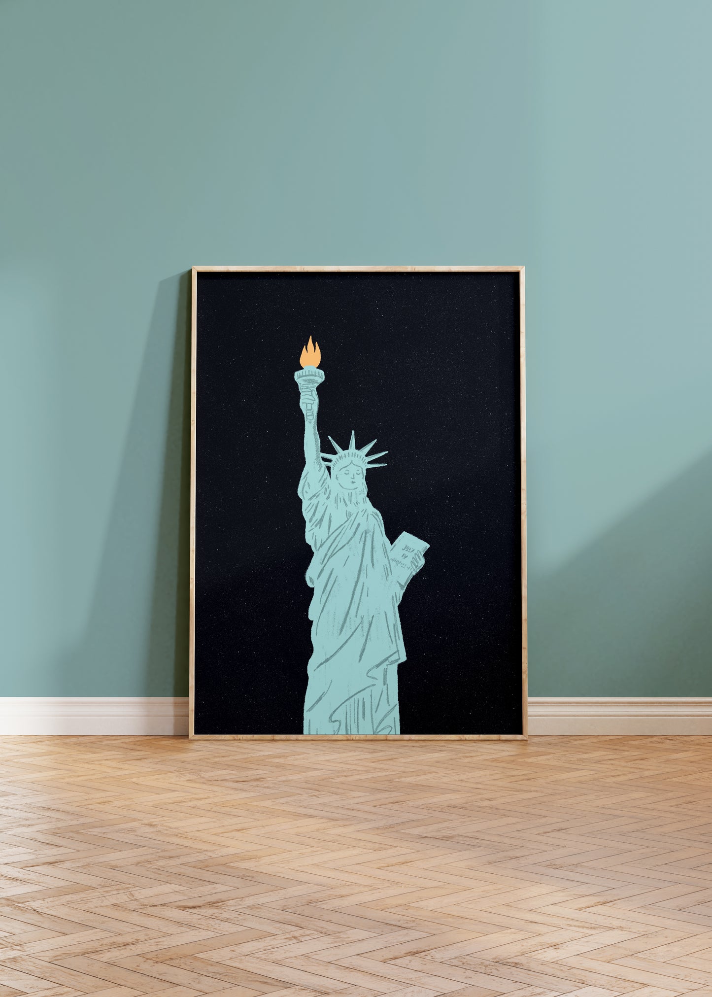 Statue of Liberty Illustrated Print, New York City Print